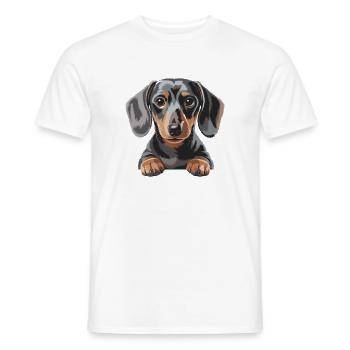 Dachshund Puppy Illustration - Men's T-Shirt - white - Front - AI Model Male 178 dark (178cm)