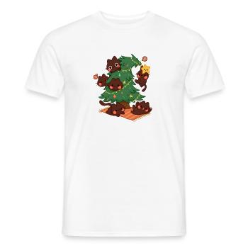 Kitty Christmas Tree, Love Cats  - Men's T-Shirt - white - Front - AI Model Male 178 dark (178cm)