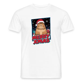 Capybara with Santa Hat Christmas - Men's T-Shirt - white - Front - AI Model Male 178 dark (178cm)