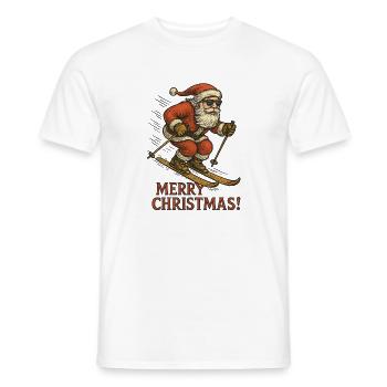 Ski Santa Claus with sunglasses and saying - Men's T-Shirt - white - Front - AI Model Male 178 dark (178cm)