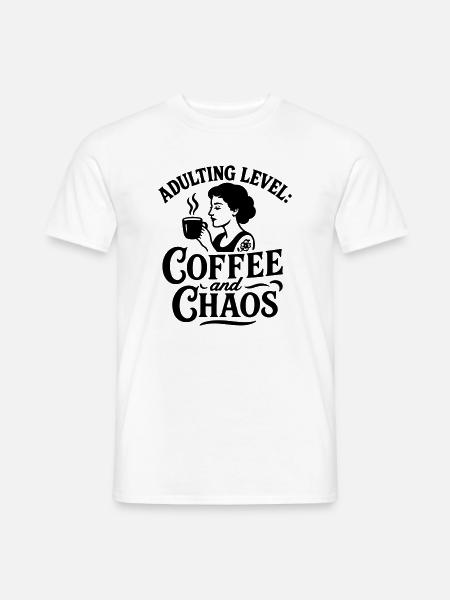 Kaffe sjovt ordsprog kaos sjove ordsprog arbejde - Mænd T-shirt - hvid