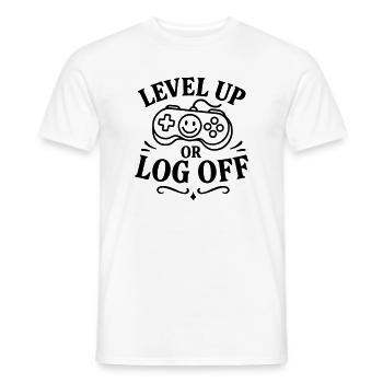 Gamer respawn Saying Chemise Gamer Level Up chemise - T-shirt homme - blanc - Devant - AI Model Male 178 dark (178cm)