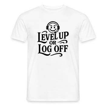 Level Up Chemise rétro Smiley Gamer Zocker spruch - T-shirt homme - blanc - Devant - AI Model Male 178 dark (178cm)