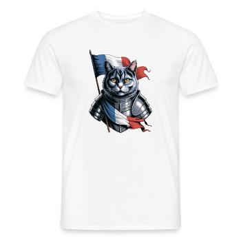 France Cat Knight - Men's T-Shirt - white - Front - AI Model Male 178 dark (178cm)