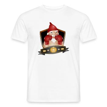 Boxender Gartenzwerg – Lustiges Champion Motiv - Männer T-Shirt - Weiß - Vorne - AI Model Male 178 dark (178cm)