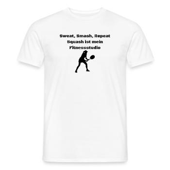 Sweat, Smash, Repeat – Squash is my GYM - Men's T-Shirt - white - Front - AI Model Male 178 dark (178cm)