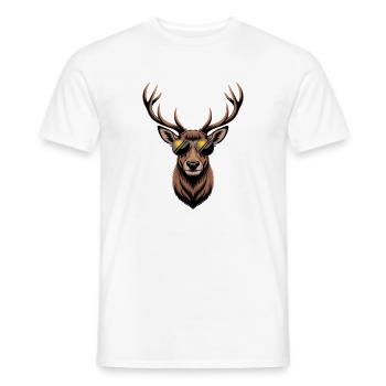 Hirsch mit Geweih und Sonnenbrille - Männer T-Shirt - Weiß - Vorne - AI Model Male 178 dark (178cm)
