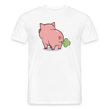 Dessin animé du cochon soufflant - T-shirt homme - blanc - Devant - AI Model Male 178 dark (178cm)