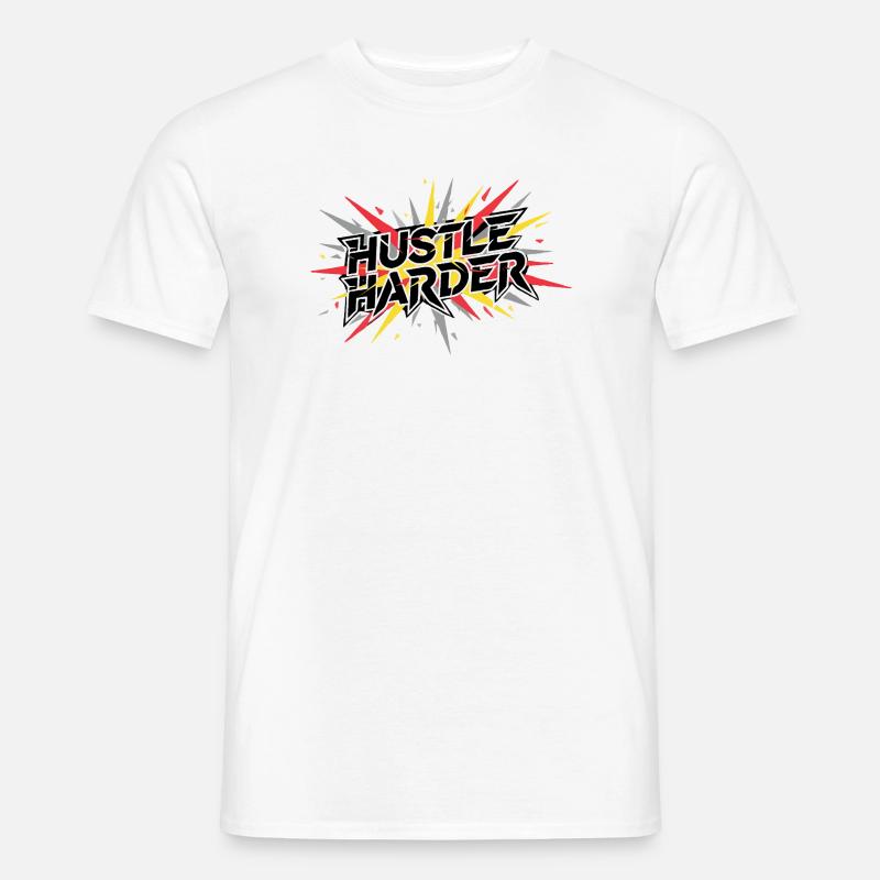 Hustle Harder Graffiti Pulse - Männer T-Shirt - Weiß