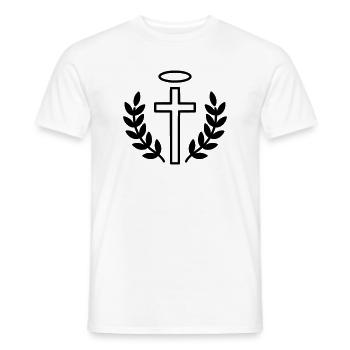 Christian Cross with Halo & Laurel - Men's T-Shirt - white - Front - AI Model Male 178 dark (178cm)