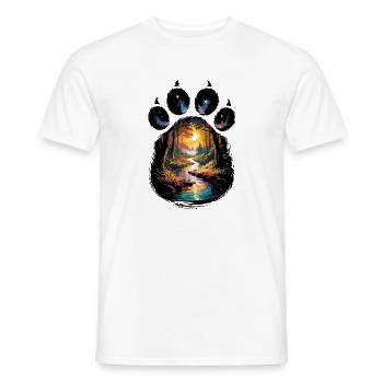  Naturlandschaft im Pfotenabdruck bei Nacht mit - Männer T-Shirt - Weiß - Vorne - AI Model Male 178 dark (178cm)