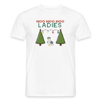 HooHooHoo Women's Pixel Christmas - Men's T-Shirt - white - Front - AI Model Male 178 dark (178cm)