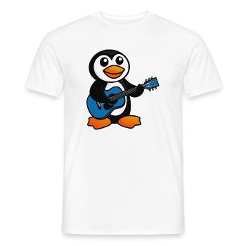 pingouin drôle avec guitare musicien de dessin animé - T-shirt homme - blanc - Devant - AI Model Male 178 dark (178cm)