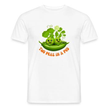 Funny Cute Twins Two Peas in a Pod  - Men's T-Shirt - white - Front - AI Model Male 178 dark (178cm)