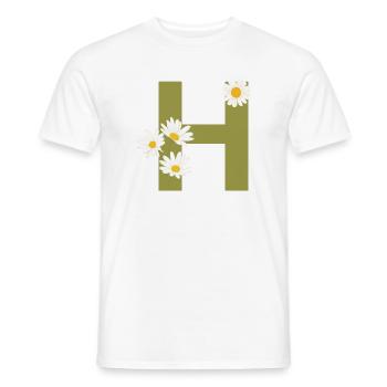 Buchstabe h grüne Gänseblümchen - Männer T-Shirt - Weiß - Vorne - AI Model Male 178 dark (178cm)