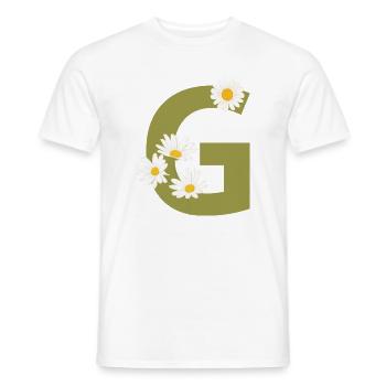 Lettre g vert marguerites - T-shirt homme - blanc - Devant - AI Model Male 178 dark (178cm)