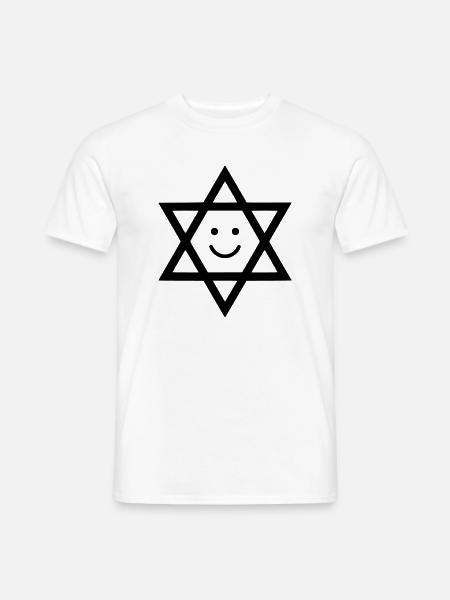 Lustiger Davidstern mit Smiley Gesicht - Männer T-Shirt - Weiß