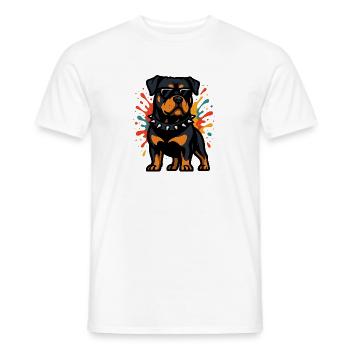 Rottweiler dog with color explosion - Men's T-Shirt - white - Front - AI Model Male 178 dark (178cm)