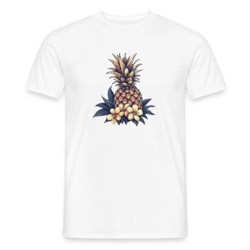 Tropical Pineapple Blossom Pattern - Men's T-Shirt - white - Front - AI Model Male 178 dark (178cm)