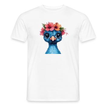 Blauer Vogel mit Hibiskuskrone - Männer T-Shirt - Weiß - Vorne - AI Model Male 178 dark (178cm)