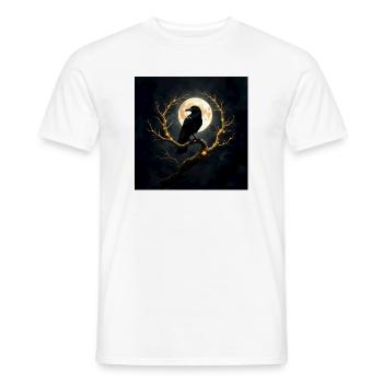 Raven on the Illuminated Moon - Men's T-Shirt - white - Front - AI Model Male 178 dark (178cm)