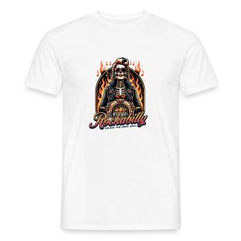 Rock and Roll Always and Forever Rockabilly 2025 - Men's T-Shirt - white - Front - AI Model Male 178 dark (178cm)