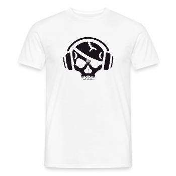 Crâne avec casque - T-shirt homme - blanc - Devant - AI Model Male 178 dark (178cm)