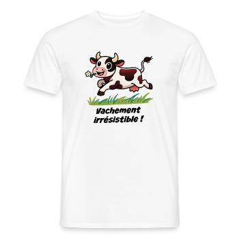 Vache bondissante prairie vachement irrésistible ! - T-shirt homme - blanc - Devant - AI Model Male 178 dark (178cm)