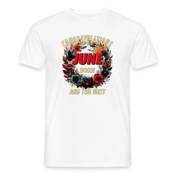 FÉLICITATIONS JUIN - T-shirt homme - blanc - Devant - AI Model Male 178 dark (178cm)