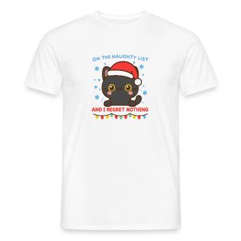Chat dans la liste des vilains du chapeau du Père Noël, Noël - T-shirt homme - blanc - Devant - AI Model Male 178 dark (178cm)