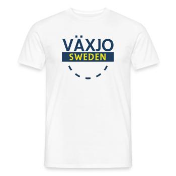 Logo de la ville de Växjö Sweden – Thème bleu et jaune - T-shirt homme - blanc - Devant - AI Model Male 178 dark (178cm)
