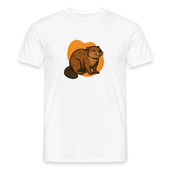 Beaver in orange background - Men's T-Shirt - white - Front - AI Model Male 178 dark (178cm)