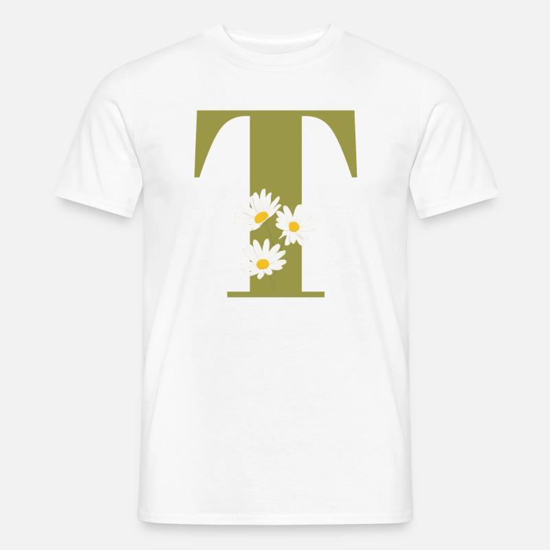 Buchstabe t grüne Gänseblümchen - Männer T-Shirt - Weiß