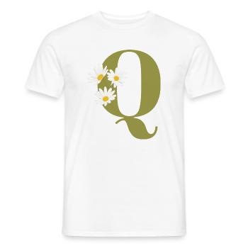 Letter q green daisies - Men's T-Shirt - white - Front - AI Model Male 178 dark (178cm)