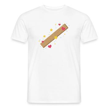 Wooden plank with hearts and stars - Men's T-Shirt - white - Front - AI Model Male 178 dark (178cm)
