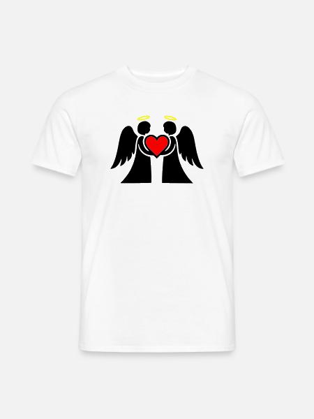 Engel Paar mit Herz Piktogramm - Männer T-Shirt - Weiß