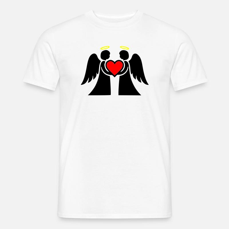 Engel Paar mit Herz Piktogramm - Männer T-Shirt - Weiß