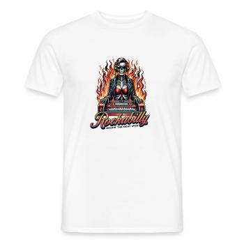 Rock and Roll Always and Forever Rockabilly 2025 - Men's T-Shirt - white - Front - AI Model Male 178 dark (178cm)