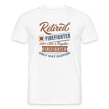 Retired firefighter only way happier - Men's T-Shirt - white - Front - AI Model Male 178 dark (178cm)