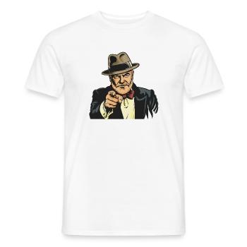 Zeigender Gangster im Fedora - Männer T-Shirt - Weiß - Vorne - AI Model Male 178 dark (178cm)
