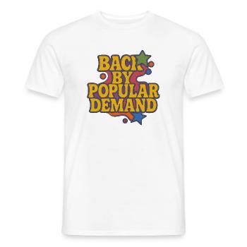 De retour par Popular Demand Retro Script - T-shirt homme - blanc - Devant - AI Model Male 178 dark (178cm)