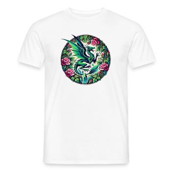 Verdant Phoenix in Rose Circle - Men's T-Shirt - white - Front - AI Model Male 178 dark (178cm)