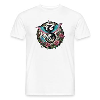 Crystalline Dragon in Rose Crystal Garden - Men's T-Shirt - white - Front - AI Model Male 178 dark (178cm)