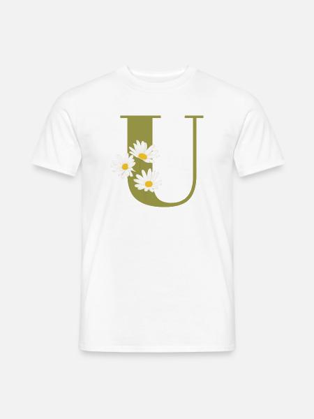 Green daisies u letter - Men's T-Shirt - white
