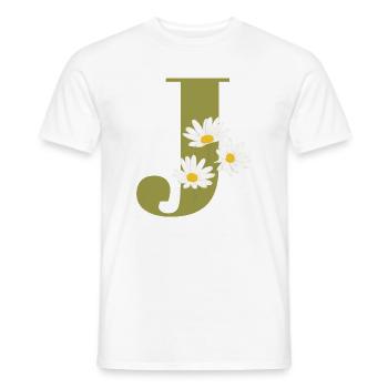 Lettre j vert marguerites - T-shirt homme - blanc - Devant - AI Model Male 178 dark (178cm)