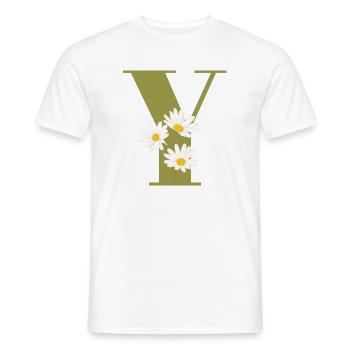 Letter y green daisies - Men's T-Shirt - white - Front - AI Model Male 178 dark (178cm)