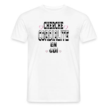 Looking for Cordiality on a permanent contract - Men's T-Shirt - white - Front - AI Model Male 178 dark (178cm)