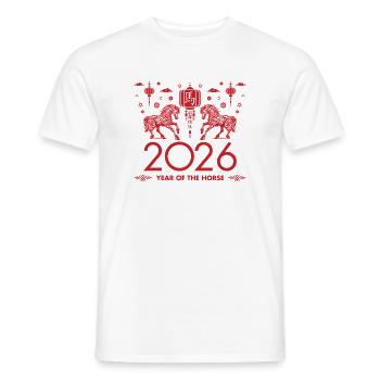 Chinesisches Neujahr des Pferdes 2026 - Männer T-Shirt - Weiß - Vorne - AI Model Male 178 dark (178cm)