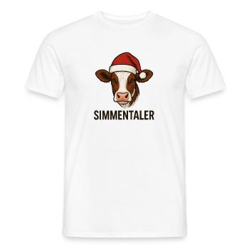 Simmentaler Kuh Weihnachten – Lustiges Kuh Design - Männer T-Shirt - Weiß - Vorne - AI Model Male 178 dark (178cm)