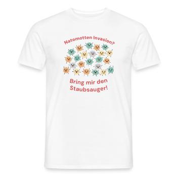 Natomotten (Flusen) Invasion – Staubsauger Humor - Männer T-Shirt - Weiß - Vorne - AI Model Male 178 dark (178cm)